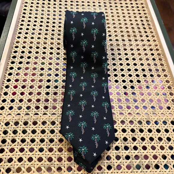 Knotty & Nice Men’s Holiday Tie with Palm Trees with Christmas Lights & Stars - Picture 1 of 8